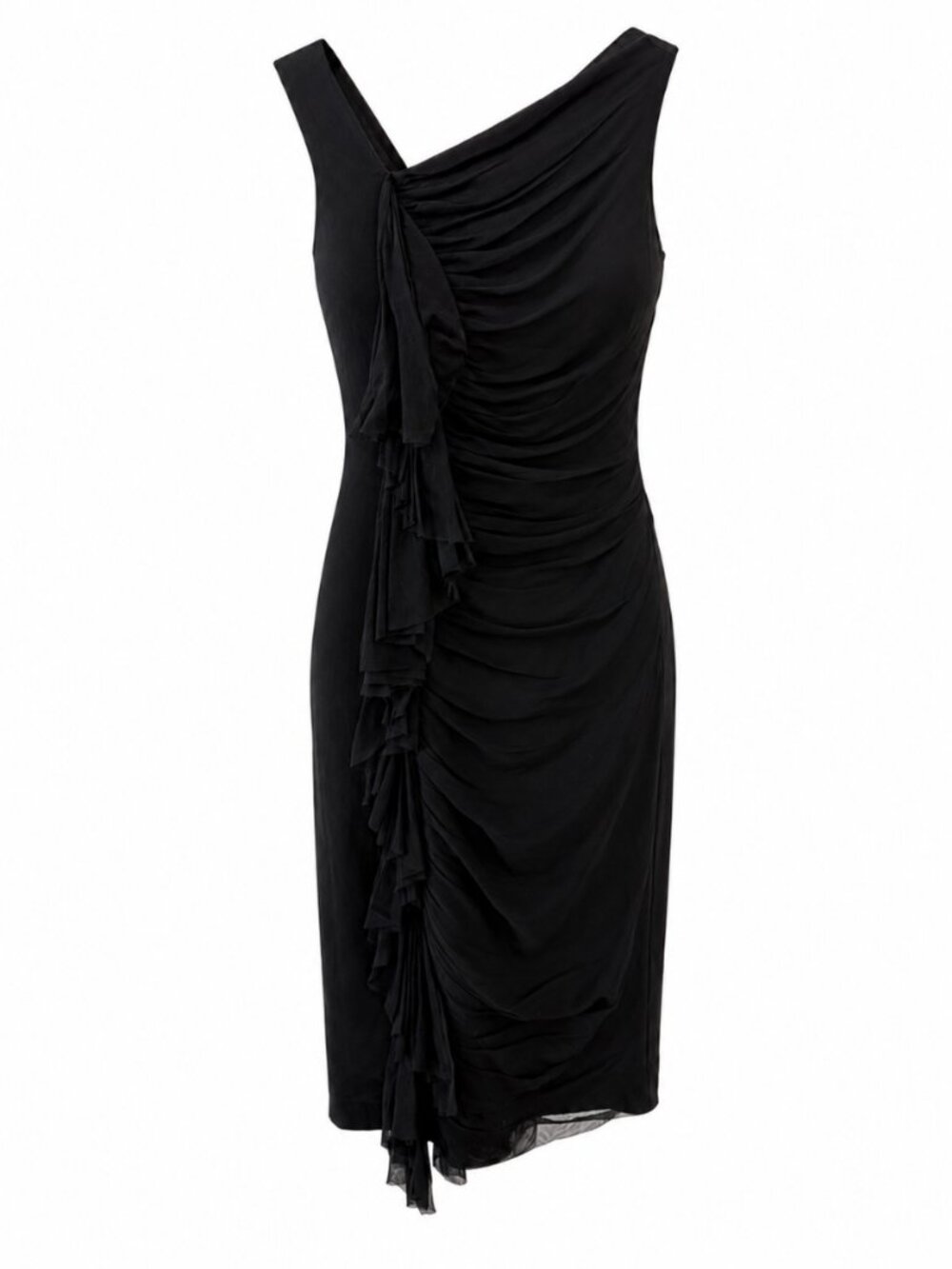 💖 2/40 Robert Rodriguez Black One Shoulder Ruched Mesh Dress Size 2